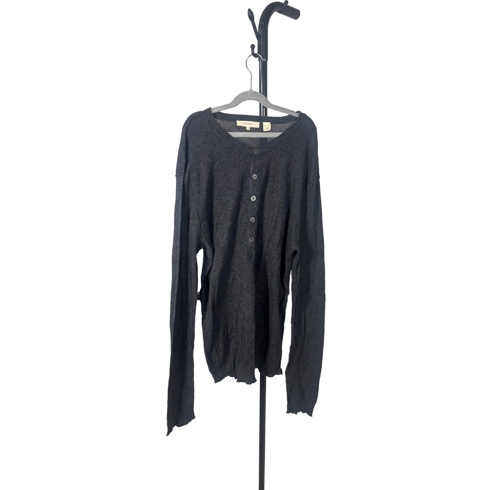 Inhabit 100% Cashmere Henley Sweater Black Button Up Long Sleeve Womens Size XL